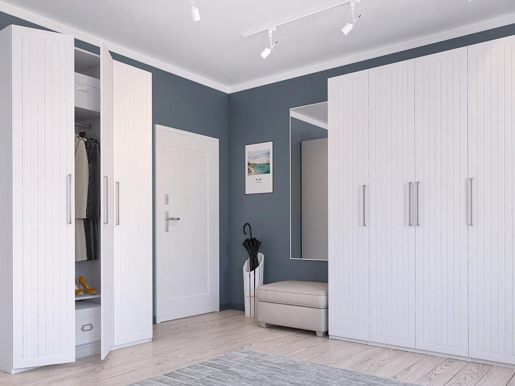 Шкаф ОТИС (Белый, МДФ, вертикальная фрезеровка) Шкаф ОТИС (Белый, МДФ, вертикальная фрезеровка)