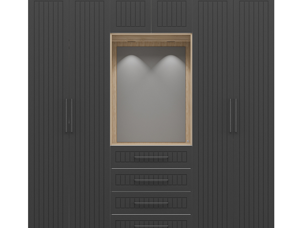 Шкаф ОТИС (Графит, МДФ, вертикальная фрезеровка)