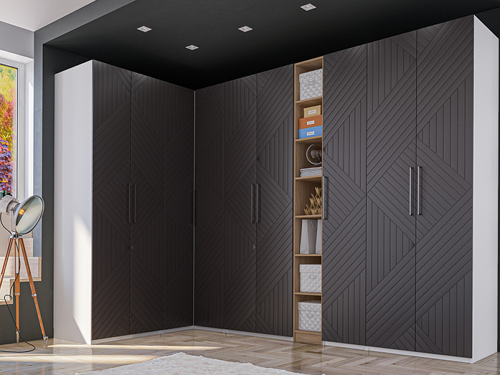 Шкаф ОТИС (Графит, МДФ, угловая фрезеровка) Шкаф ОТИС (Графит, МДФ, угловая фрезеровка)