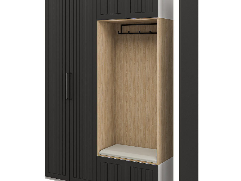 Шкаф ОТИС (Графит, МДФ, вертикальная фрезеровка)