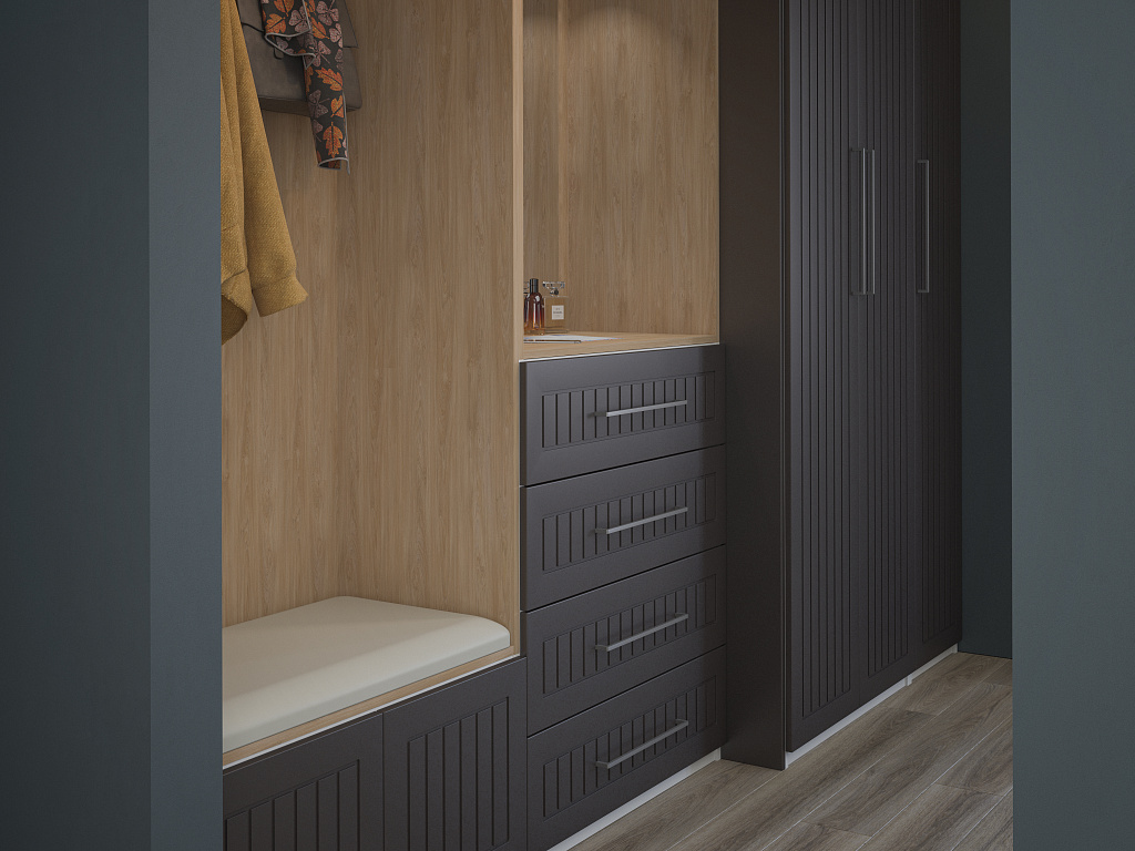 Шкаф ОТИС (Графит, МДФ, вертикальная фрезеровка)