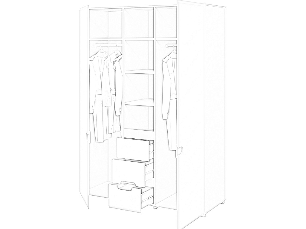 Шкаф для одежды  Леонардо Дуб беленый МН-026-08