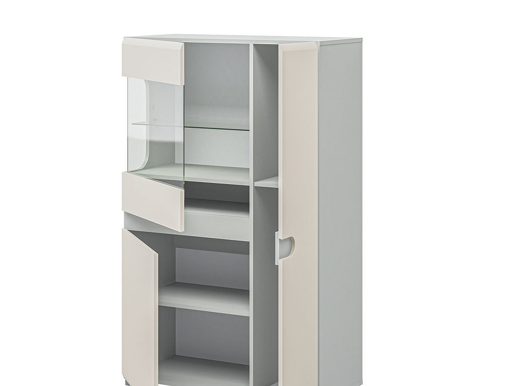 Шкаф с витриной  Леонардо Кашемир МН-026-03-C1 Шкаф с витриной  Леонардо Кашемир МН-026-03-C1